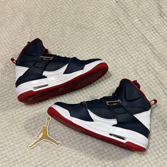 Nike Jordan Flight 45 High Blue & Red GS Sneaker CZ8768-400 - Youth Size 5 - Picture 4 of 10